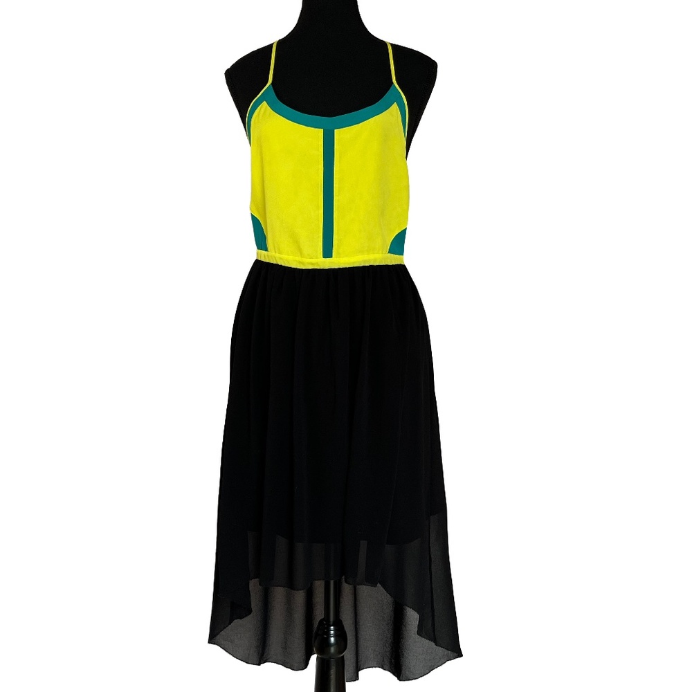 Neon Contrast Summer Dress with Embroidery